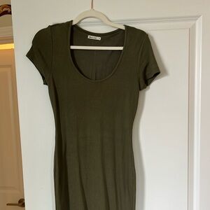 Marine Layer Olive Green Ribbed Midi Dress